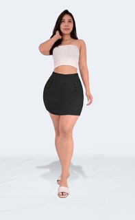 Foto 3 | Foto 3 | Falda Short Negra Con Botones Laterales Sea Brazil