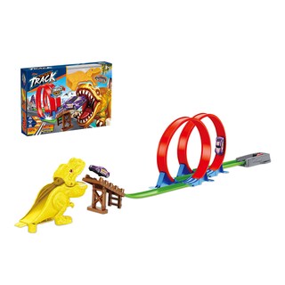 Foto 1 | Foto 1 | Pista De Juguete De Carreras Con Dinosaurio Y Doble Loop De Velocidad + 1 Vehiculo De Juguete