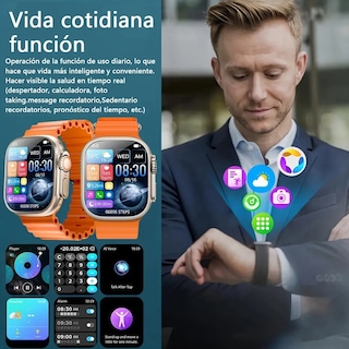 Foto 4 | Foto 4 | Kit Smartwatch T800 Ultra Con Monitoreo Fitness Notificaciones De Correas Y Audífonos Bluetooth Color Naranja