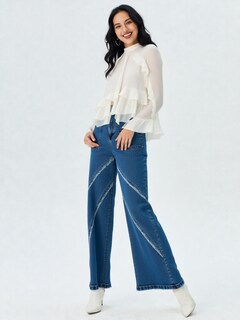 Foto 1 | Foto 1 | Jeans Obs Dama Wide Leg Mezclilla Azul Claro