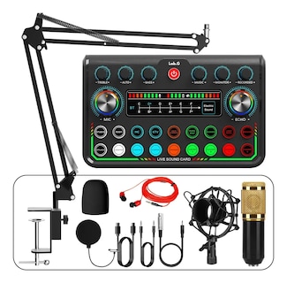 Foto 4 | Foto 4 | Micrófono Condensador y Tarjeta Sonido Belug Mezclador con Accesorios