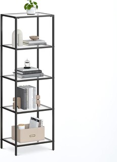 Foto 1 | Foto 1 | Estantería De Cristal De 5 Niveles Librería Expositor Cristal Templado Montaje Fácil Baño Sala Dormitorio Oficina