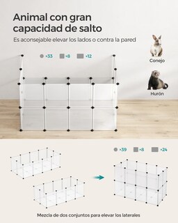 Foto 4 | Foto 4 | Valla Para Mascotas Parque Para Cobayas Con Suelo Recinto Interior De Plástico Transparente 143 X 73 X 46 Cm