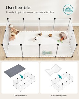 Foto 5 | Foto 5 | Valla Para Mascotas Parque Para Cobayas Con Suelo Recinto Interior De Plástico Transparente 143 X 73 X 46 Cm