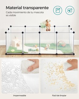 Foto 7 | Foto 7 | Valla Para Mascotas Parque Para Cobayas Con Suelo Recinto Interior De Plástico Transparente 143 X 73 X 46 Cm