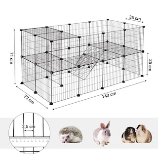 Foto 6 | Foto 6 | Parque Para Mascotas De 2 Niveles Jaula Modular Para Animales Pequeños Hámsters Conejos Cobayas Paneles De Malla