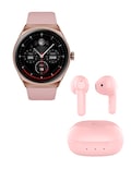 Combo Smartwatch Kronos Trek Color Rosa + Audífonos Tws Kun Color Rosa