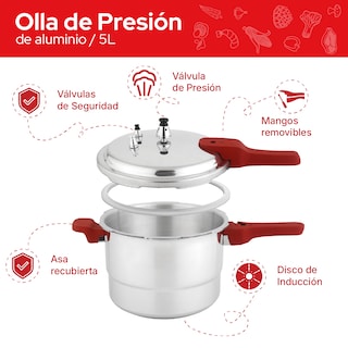 Foto 6 | Foto 6 | Olla De Presión De Aluminio Cookit 5l Con Vaporera Capc05