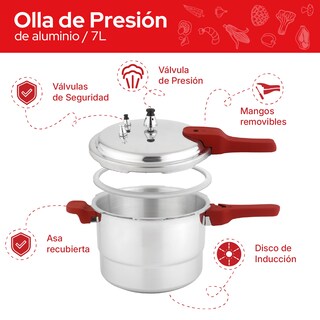 Foto 6 | Foto 6 | Olla De Presión De Aluminio Cookit 7l Con Vaporera Capc07