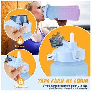 Foto 3 | Foto 3 | Botella De Agua Lab.g Deportiva Anti Fugas Capacidad 2 L Azul C/violeta