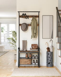 Foto 8 | Foto 8 | Perchero Zapatero Perchero Con Banco Recibidor 4 En 1 9 Ganchos Extraíbles Barra Superior Para Entrada Pasillo