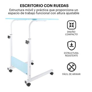 Foto 4 | Foto 4 | Mesa Escritorio Lateral Ajustable Con Ruedas Eo Safe Imports Esi-21627 Azul
