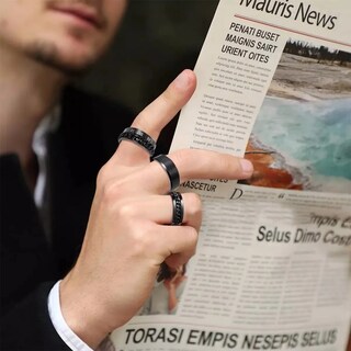 Foto 3 | Foto 3 | Kit 9 Piezas Anillo Hombre De Titanio Acero Inoxidable Talla: 11 Eo Safe Imports Esi-21677 Negro