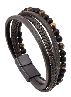 Foto 1 | Foto 1 | Pulsera Xtellar Deluxe De Cuero Unisex Con Ojo De Tigre Y Piedras Naturales