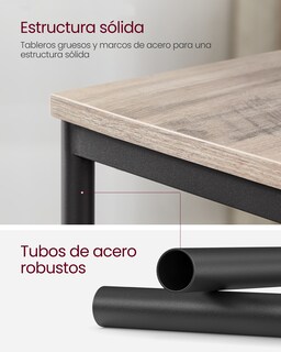 Foto 5 | Foto 5 | Juego De 2 Mesas Auxiliares  Mesitas Sofá De 2 Niveles  Mesillas De Noche  Estructura De Acero  Estilo Industrial
