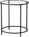 Mesa Auxiliar Redonda Mesita De Noche De Cristal Con Marco De Acero Mesa De Centro Pequeña Para Salón Balcón Decorativo