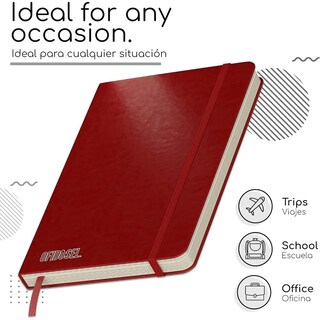 Foto 4 | Foto 4 | Ofidosel Libreta Con Pasta Dura De Piel Vegana Con Separador Color Roja