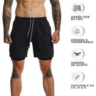Foto 2 | Foto 2 | Vedicci Short Deportivo Hombre 2 En 1 Color Negro Talla S