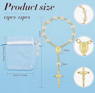 Foto 2 | Foto 2 | Set De 12 Elegantes Mini Rosarios Xtellar Acrílico Y Metal Para Bautizos Comuniones Bodas Y Eventos Religiosos - Color Dorado