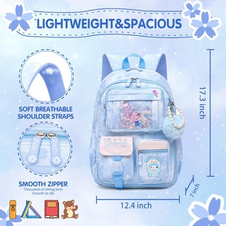 Foto 5 | Foto 5 | Mochila Escolar Alrisg Lovely Para Niñas De 17 Pulgadas  Azul - Venta Internacional.