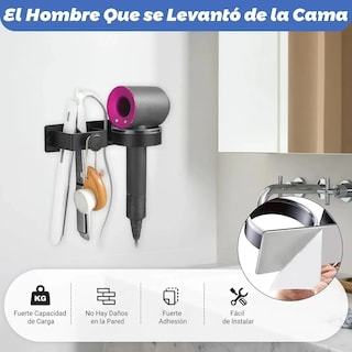 Foto 4 | Foto 4 | ''estante De Almacenamiento De Pared Para Secador De Pelo Negro ''