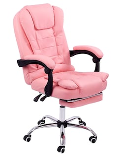Foto 1 | Foto 1 | Silla De Escritorio Kases Ergonómica Rosa Con Tapizado De Cuero Sintético Comóda
