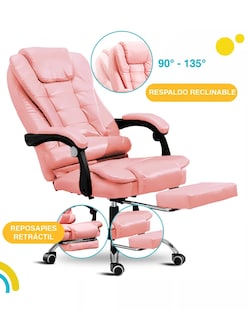Foto 4 | Foto 4 | Silla De Escritorio Kases Ergonómica Rosa Con Tapizado De Cuero Sintético Comóda