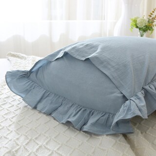 Foto 4 | Foto 4 | Juego De Fundas De Almohada Mywinlle Con Volantes Azules A Cuadros Tamaño Estándar - Venta Internacional.