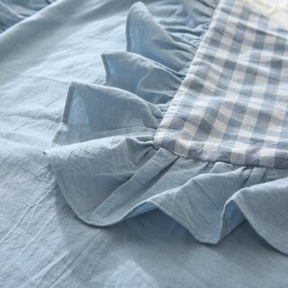 Foto 5 | Foto 5 | Juego De Fundas De Almohada Mywinlle Con Volantes Azules A Cuadros Tamaño Estándar - Venta Internacional.