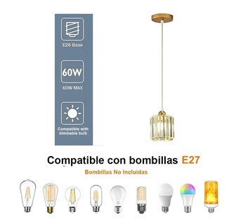 Foto 3 | Foto 3 | ''lámpara Colgante Techo Cristal Moderna Decorativas 3 Piezas Redindas Doradas ''
