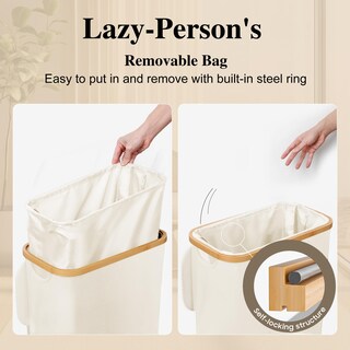Foto 3 | Foto 3 | Cesto Para Ropa Sucia Foluck Slim 60 L Impermeable Con Tapa Color Beige - Venta Internacional.