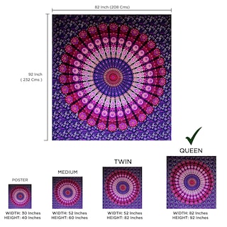 Foto 2 | Foto 2 | Tapiz Raajsee De Algodón Indio Con Mandala Morado 210x232 Cm - Venta Internacional.