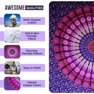 Foto 3 | Foto 3 | Tapiz Raajsee De Algodón Indio Con Mandala Morado 210x232 Cm - Venta Internacional.