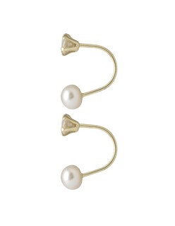 Foto 3 | Foto 3 | Aretes Mancini Curvo Dorado Zirconia Con Perla Natural