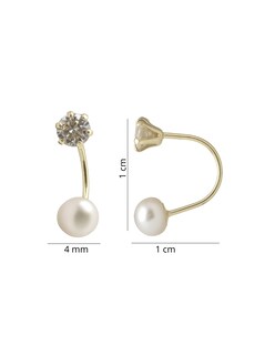 Foto 4 | Foto 4 | Aretes Mancini Curvo Dorado Zirconia Con Perla Natural