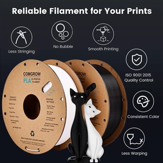 Foto 4 | Foto 4 | Filamento Para Impresora 3d Comgrow Pla De 1 75 Mm Bobina De 1 Kg Color Blanco Y Negro - Venta Internacional.