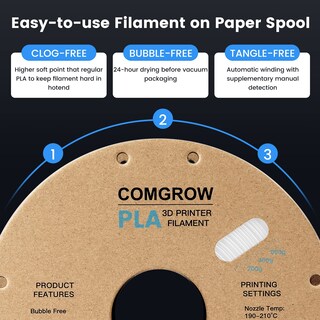 Foto 5 | Foto 5 | Filamento Para Impresora 3d Comgrow Pla De 1 75 Mm Bobina De 1 Kg Color Blanco Y Negro - Venta Internacional.