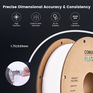 Foto 6 | Foto 6 | Filamento Para Impresora 3d Comgrow Pla De 1 75 Mm Bobina De 1 Kg Color Blanco Y Negro - Venta Internacional.