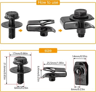 Foto 2 | Foto 2 | Juego De Tornillos Para Carrocería Y Clips Para Tuercas En U Urmecch 90 Piezas Negro - Venta Internacional.
