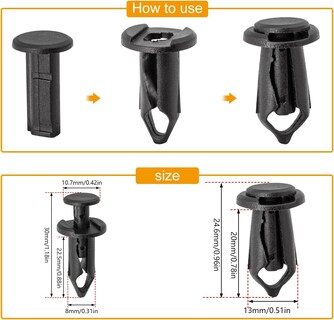Foto 3 | Foto 3 | Juego De Tornillos Para Carrocería Y Clips Para Tuercas En U Urmecch 90 Piezas Negro - Venta Internacional.