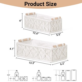Foto 2 | Foto 2 | Juego De 2 Cestas De Almacenamiento Nonam Macramé Bohemio Tejidas Blancas - Venta Internacional.