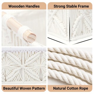 Foto 3 | Foto 3 | Juego De 2 Cestas De Almacenamiento Nonam Macramé Bohemio Tejidas Blancas - Venta Internacional.