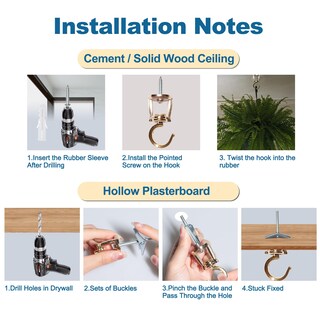 Foto 3 | Foto 3 | Ganchos De Techo Onikk Para Colgar Plantas  4 Unidades  Dorados  15 Kg - Venta Internacional.