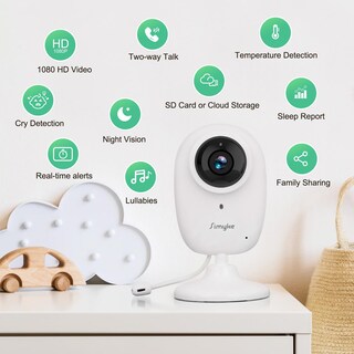 Foto 2 | Foto 2 | Monitor De Vídeo Para Bebés Simyke 1080p Smart Wifi Con Detección De Llantos - Venta Internacional.