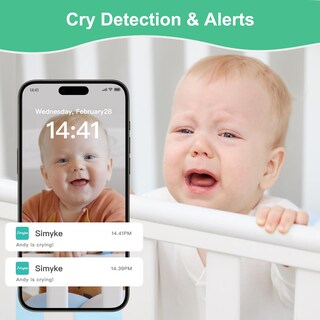 Foto 4 | Foto 4 | Monitor De Vídeo Para Bebés Simyke 1080p Smart Wifi Con Detección De Llantos - Venta Internacional.