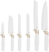 Juego De Cuchillos De Acero Inoxidable  6 Piezas  Blanco  Champán Y Oro - Venta Internacional.