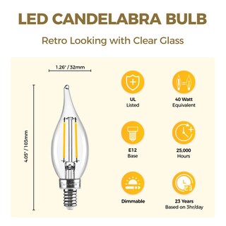 Foto 2 | Foto 2 | Bombilla Led Hizashi E12 Candelabro 4 W 450 Lm 3000 K Blanco Suave Paquete De 6 - Venta Internacional.