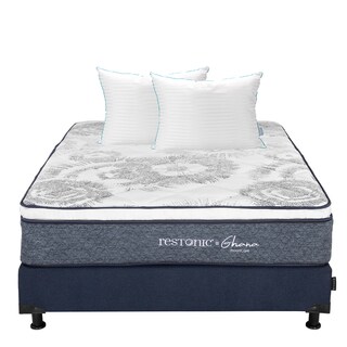 Foto 1 | Foto 1 | Colchón Restonic Ghana Queen Size + Box Dicasa + Almohada Royal Twin