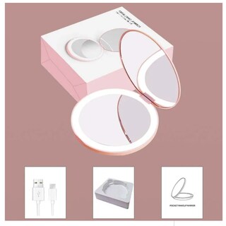 Foto 3 | Foto 3 | ''espejo Con Led Luz Recargable Para Maquillaje Portatil 1x2 Rosa ''