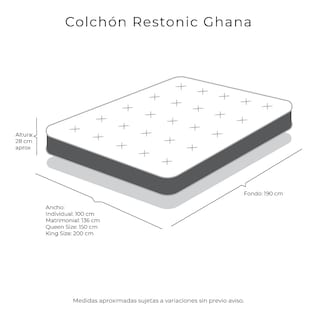 Foto 8 | Foto 8 | Colchón Restonic Ghana King Size + Almohada Royal Twin + Protector Lux + Sábanas Royal